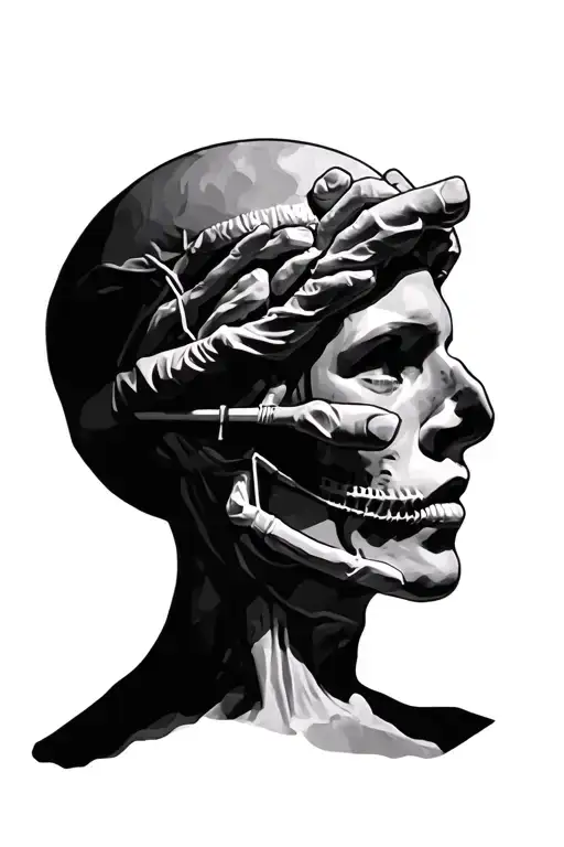 surgery thème, anatomy, fine lines, greek sculpture tattoo design idea