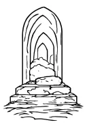 empty tomb with stone rolled away tattoo design idea