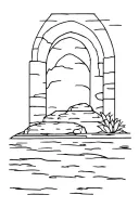 empty tomb with stone rolled away tattoo design idea