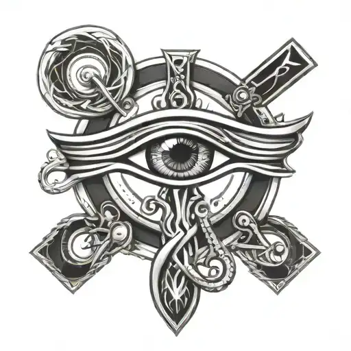 A mystical tattoo design combining the Ankh symbol with the Eye of Horus, symbolizing eternal life and protection tattoo design idea
