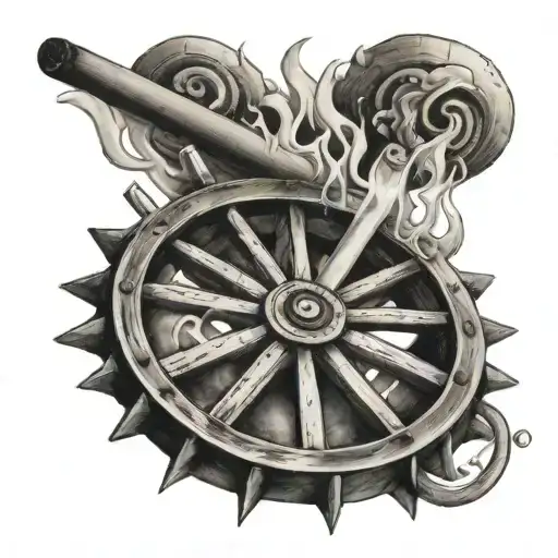wagon wheel and cigarette burning tattoo design idea