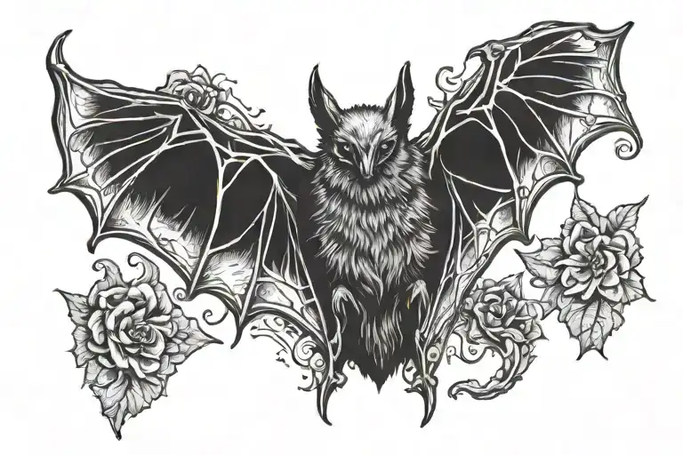 Bat hanging tattoo design idea