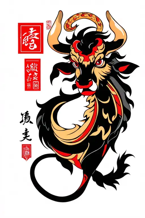 ox Chinese zodiac tattoo design idea