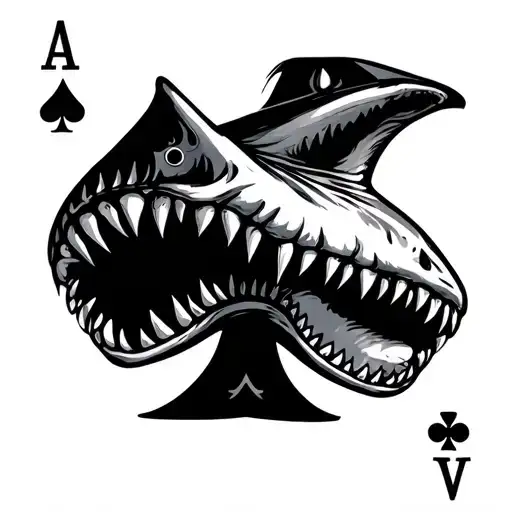 Pocket Ace Poker Card with shark teeth in the background tattoo design idea