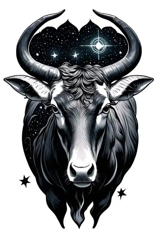 taurus constelation stary sky tattoo design idea