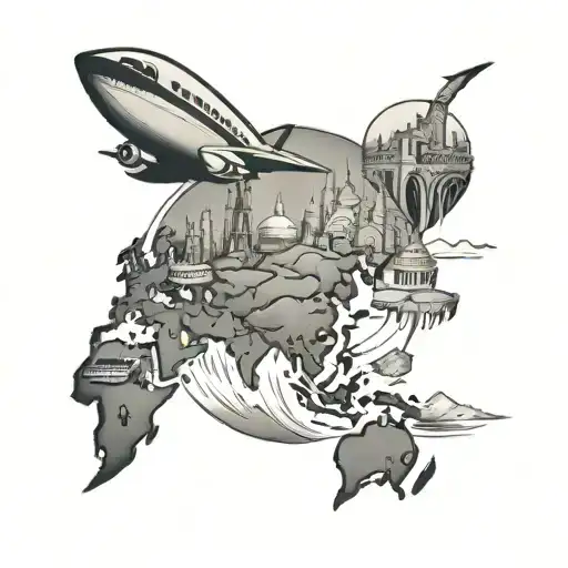 randy traveling around the world tattoo design idea