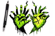Cyber goth heart hand tattoo. tattoo design idea