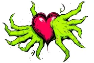 Cyber goth heart hand tattoo. tattoo design idea