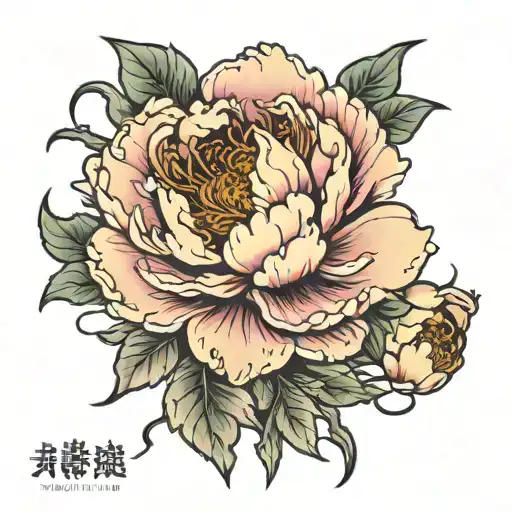 japanese bachgound peony tattoo design idea