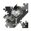 wine jigsaw tattoo design idea