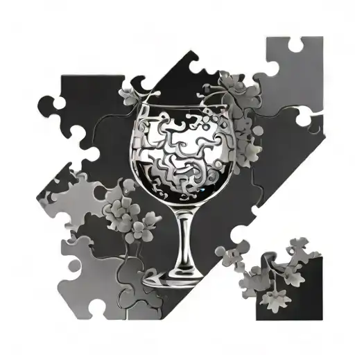 wine jigsaw tattoo design idea