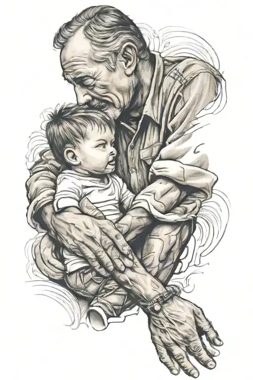 dad and son holding hands tattoo design idea