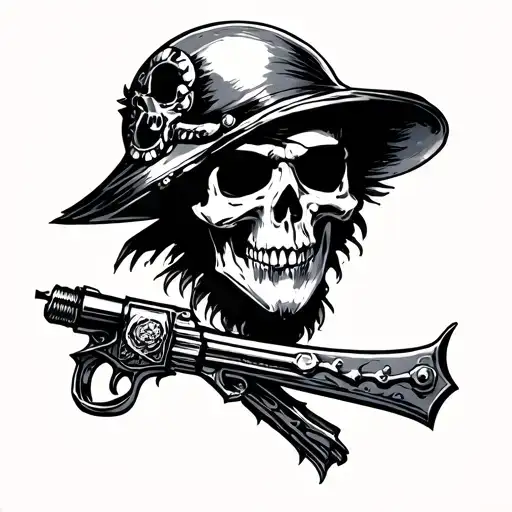 space rockstar pirate tattoo design idea