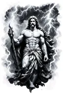Zeus holding a lightning bolt tattoo design idea