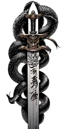 samurai sword with snake wrapped tattoo design idea