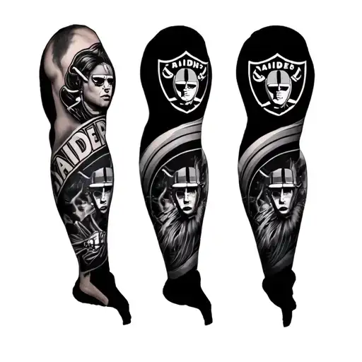 Las Vegas raiders leg sleeve tattoo design idea