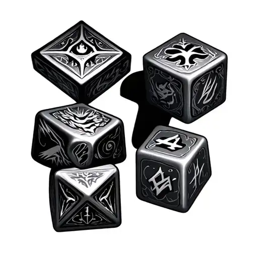 dwarf /werewolf dice set tattoo design idea