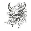 demon skull face tattoo design idea