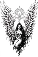 Evil nirvana angel wings tattoo design idea