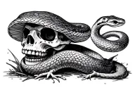 snake toadstool skull tattoo design idea