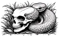 snake toadstool skull tattoo design idea