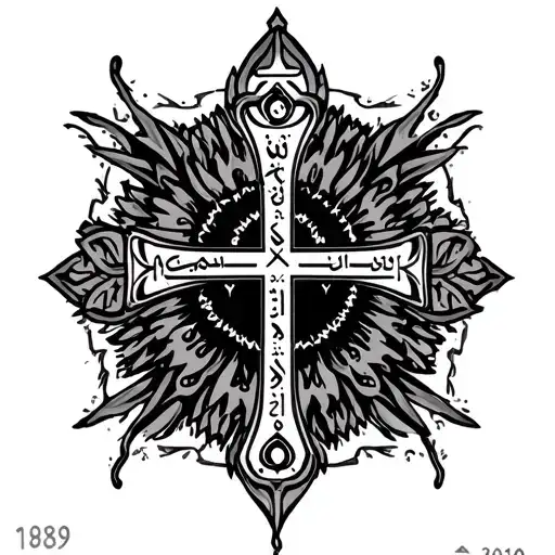 Coptic cross and below is 1989 and 2010 in Arabic tattoo design idea