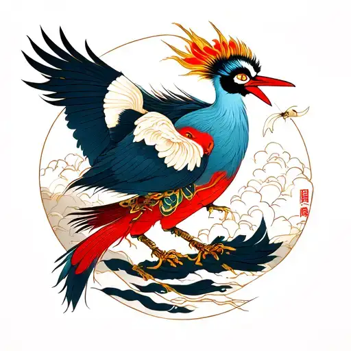 Monkey king and crane bird tattoo design idea