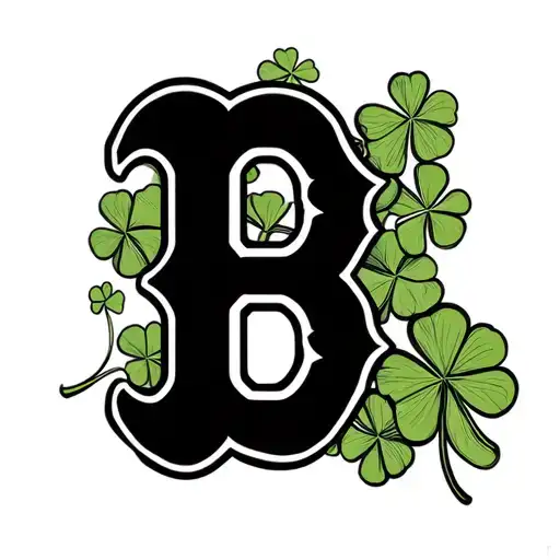 Boston Red Sox "B" with clovers in it tattoo design idea
