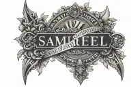 July 29, 2024 in Roman numerals with the name "Samuel Joseph" inside tattoo design idea
