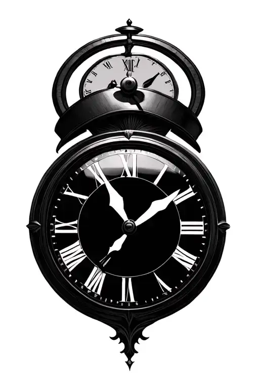 double clock face continuous numbers tattoo design idea