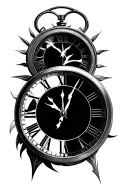 double clock face continuous numbers tattoo design idea