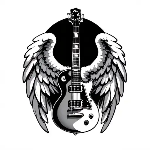 Guitar With Angel Wings tattoo design idea