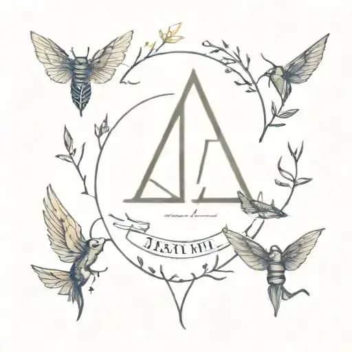 concept tattoo styled texts with some symbols like harry potter's deathly hallows, the firefly of the last of us.  tattoo design idea