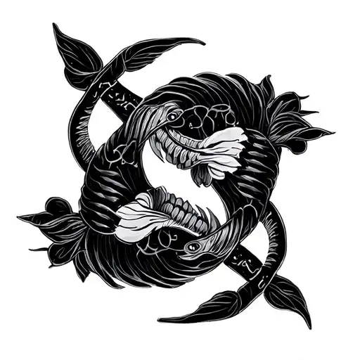 Cancer, Pisces, and Leo zodiac sign intertwined tattoo design idea