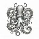 A tatto design of an octopus holding a jellyfish and a heart inspired by nord mythology and Viking runes tattoo design idea