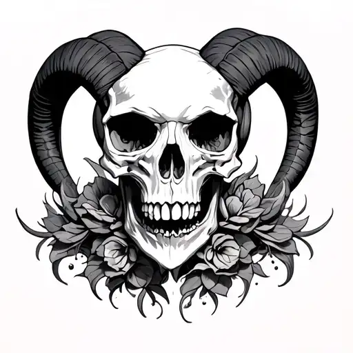 aries skull tattoo design idea