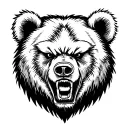 angry bear head for full chest tattoo design idea