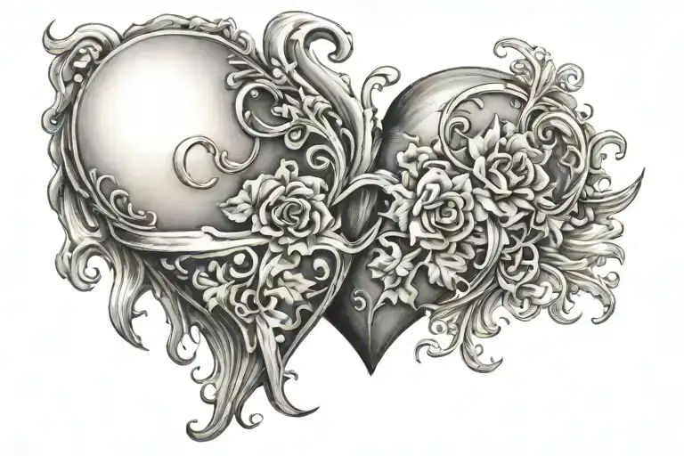 heart with letter L tattoo design idea