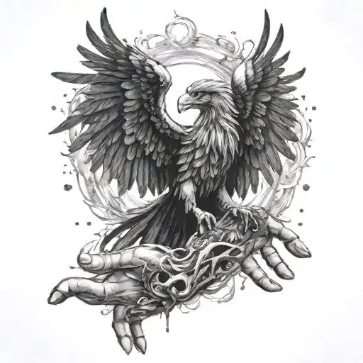 fenix with ashes coming out of the hands tattoo design idea
