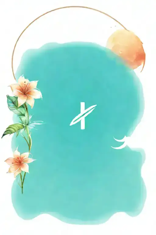 A standing surfboard, a full moon above it, and exactly 3 tropical flowers below. The surfboard is supposed to have the letter N tattoo design idea