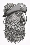 parrot with pirate hat and eye patch  tattoo design idea