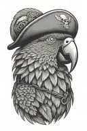 parrot with pirate hat and eye patch  tattoo design idea