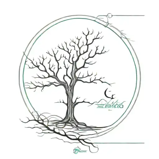 mystic gothic tree tattoo design idea