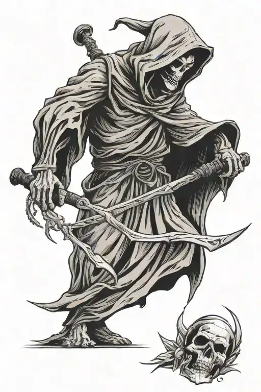 the grim reaper with scythe tattoo design idea
