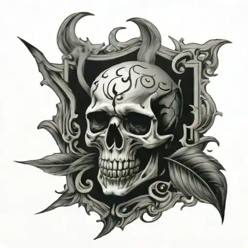 Black Spade smoke skull tattoo design idea