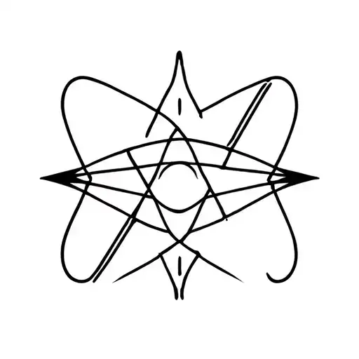 atom symbol, bow and arrow, cat, hockey  tattoo design idea