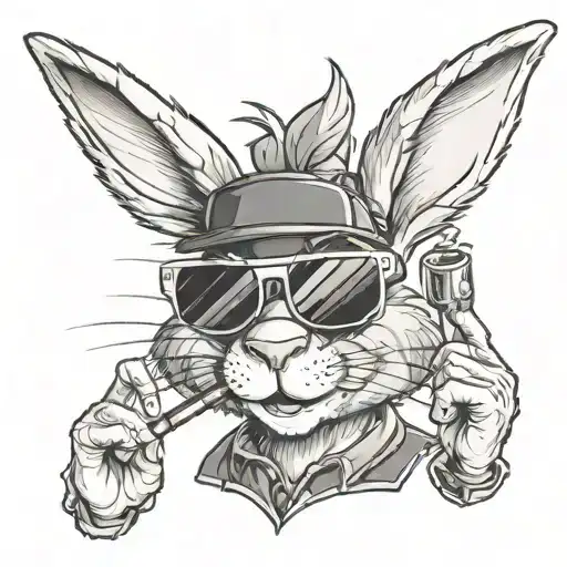 bugs bunny wearing sunglasses smoking tattoo design idea