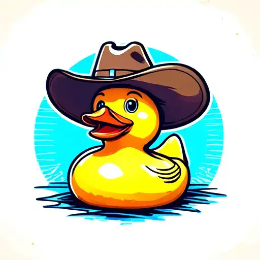 rubber duck with cowboy hat tattoo design idea
