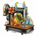 sewing machine hawaii  cocktail wave tattoo design idea