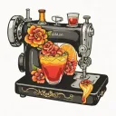 sewing machine hawaii  cocktail wave tattoo design idea